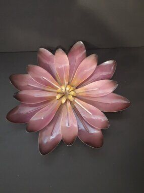 Bouclair 3D Floral Metal Wall Hanging Decor Purple & Tan 13.5" Wide